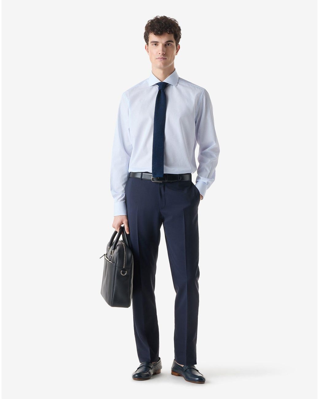 Corneliani Blue Wool And Mohair Trousers for men