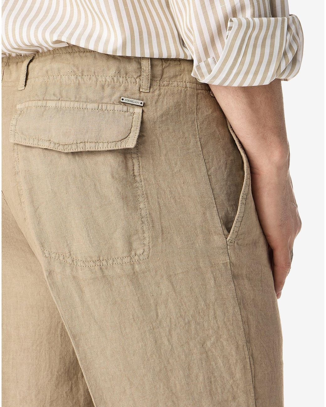 Corneliani Natural Dark Pure Linen Bermuda Shorts for men