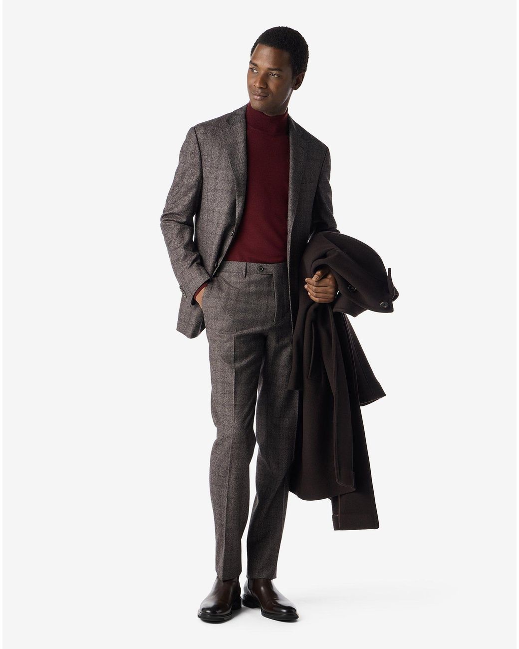 Corneliani Gray Glen Plaid Stretch Wool And Silk Suit for men