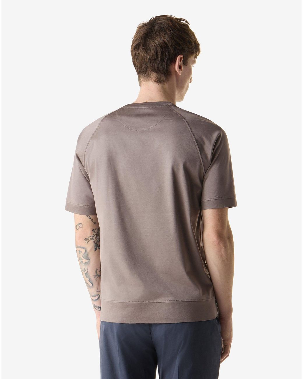 Corneliani Gray Ribbed Jersey Crew Neck T-Shirt for men
