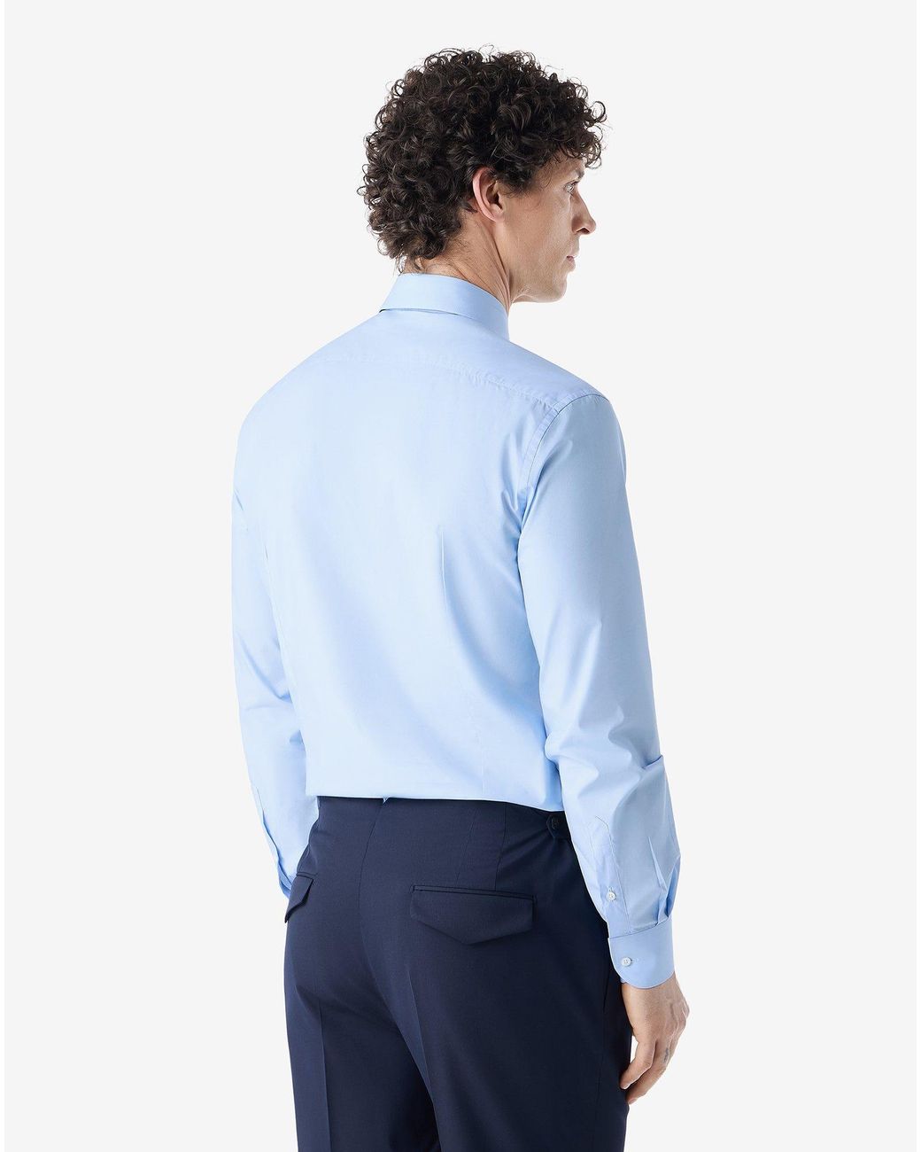 Corneliani Blue Light Cotton Poplin Shirt for men