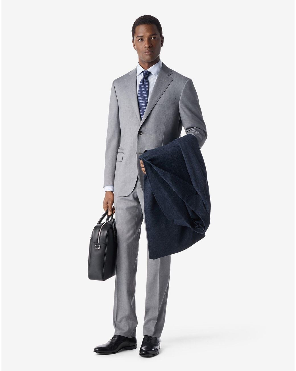 Corneliani Gray Melange Super 130's Wool Twill Suit for men