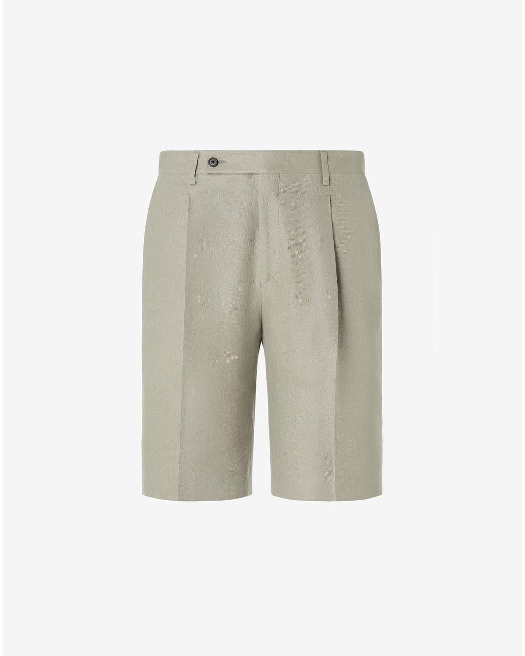 Corneliani Natural Sage Pure Linen Twill Bermuda Shorts for men