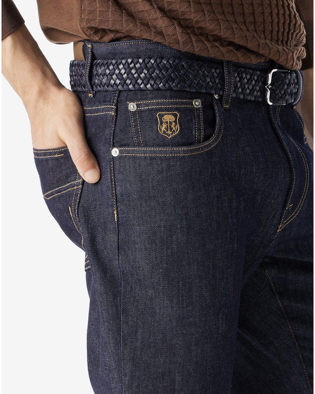 Corneliani Blue11.5 O.Z. Stretch Cotton And Cashmere Jeans for men