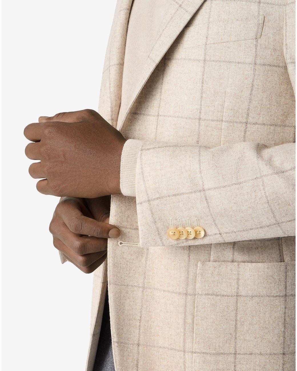 Corneliani Natural Nude Overcheck Pure Wool Jacket for men