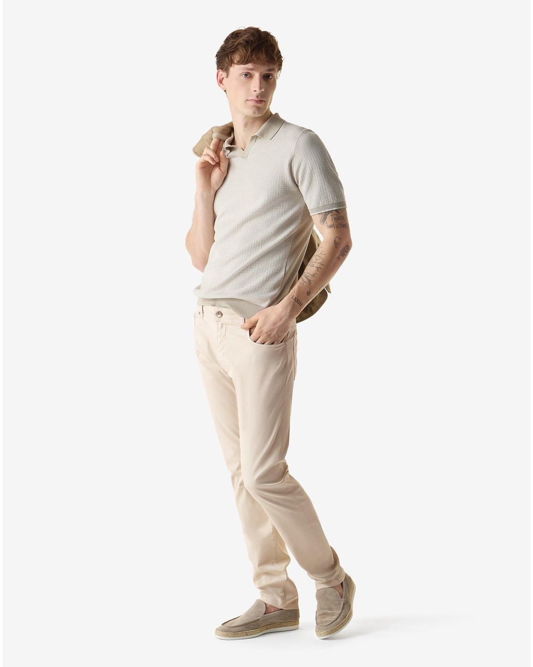 Corneliani Natural Garment-Dyed Stretch Cotton Jeans for men