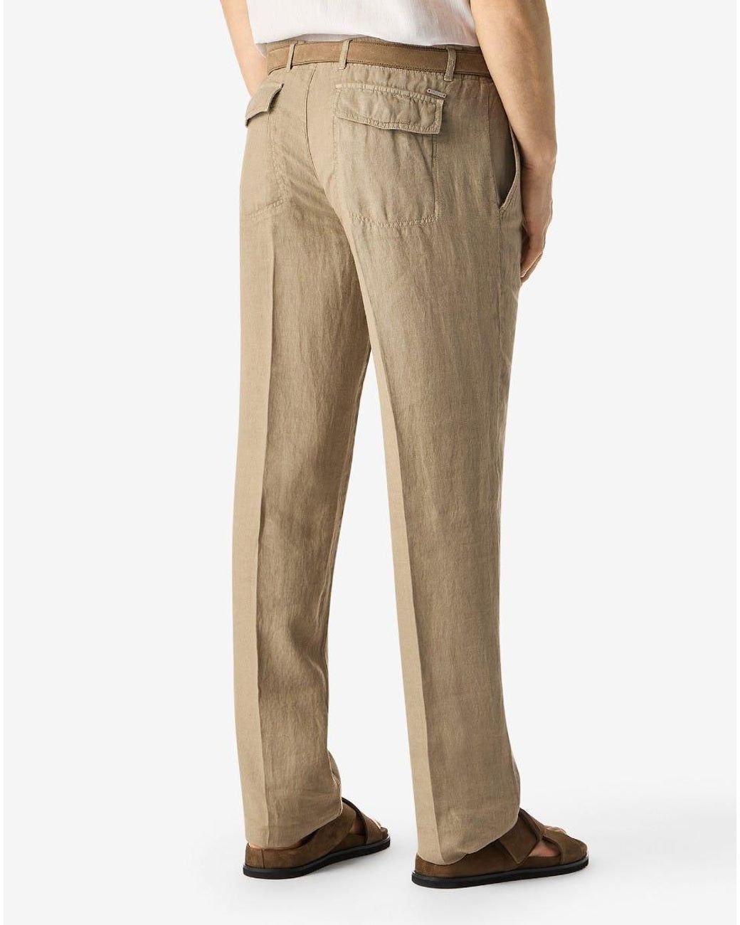 Corneliani Natural Pure Linen Trousers for men