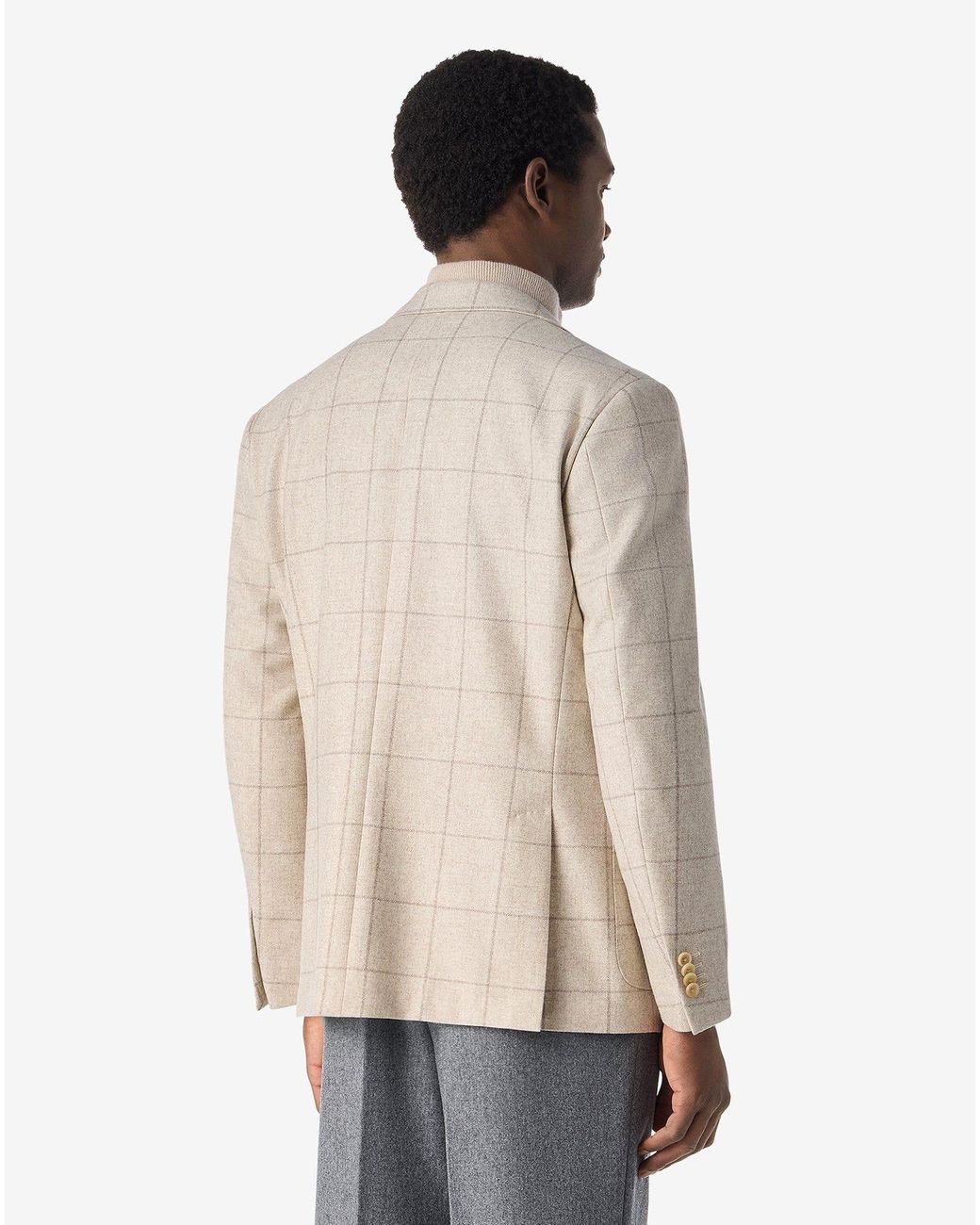 Corneliani Natural Nude Overcheck Pure Wool Jacket for men