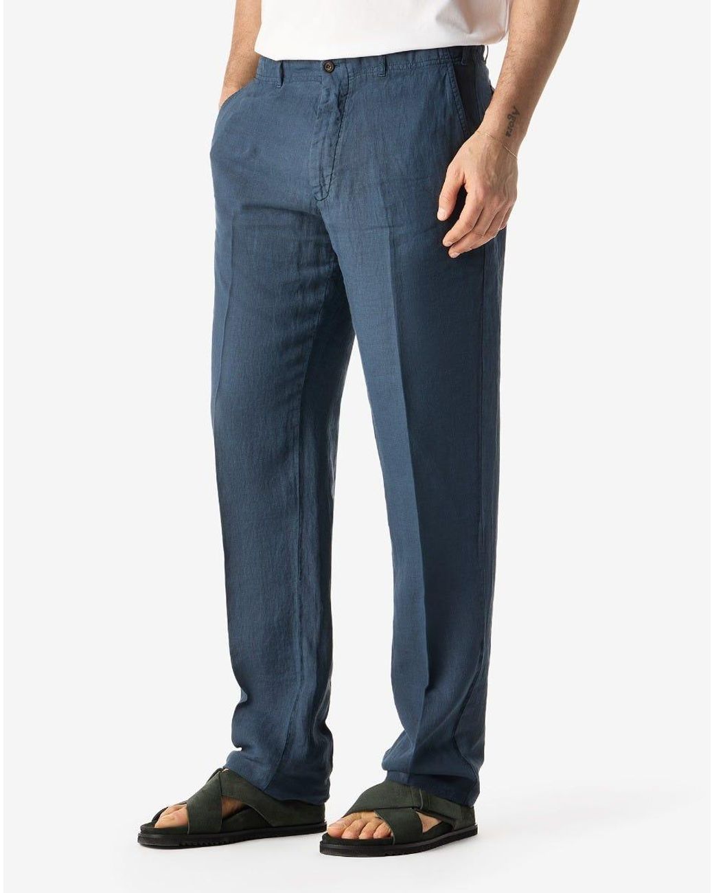 Corneliani Blue Pure Linen Trousers for men