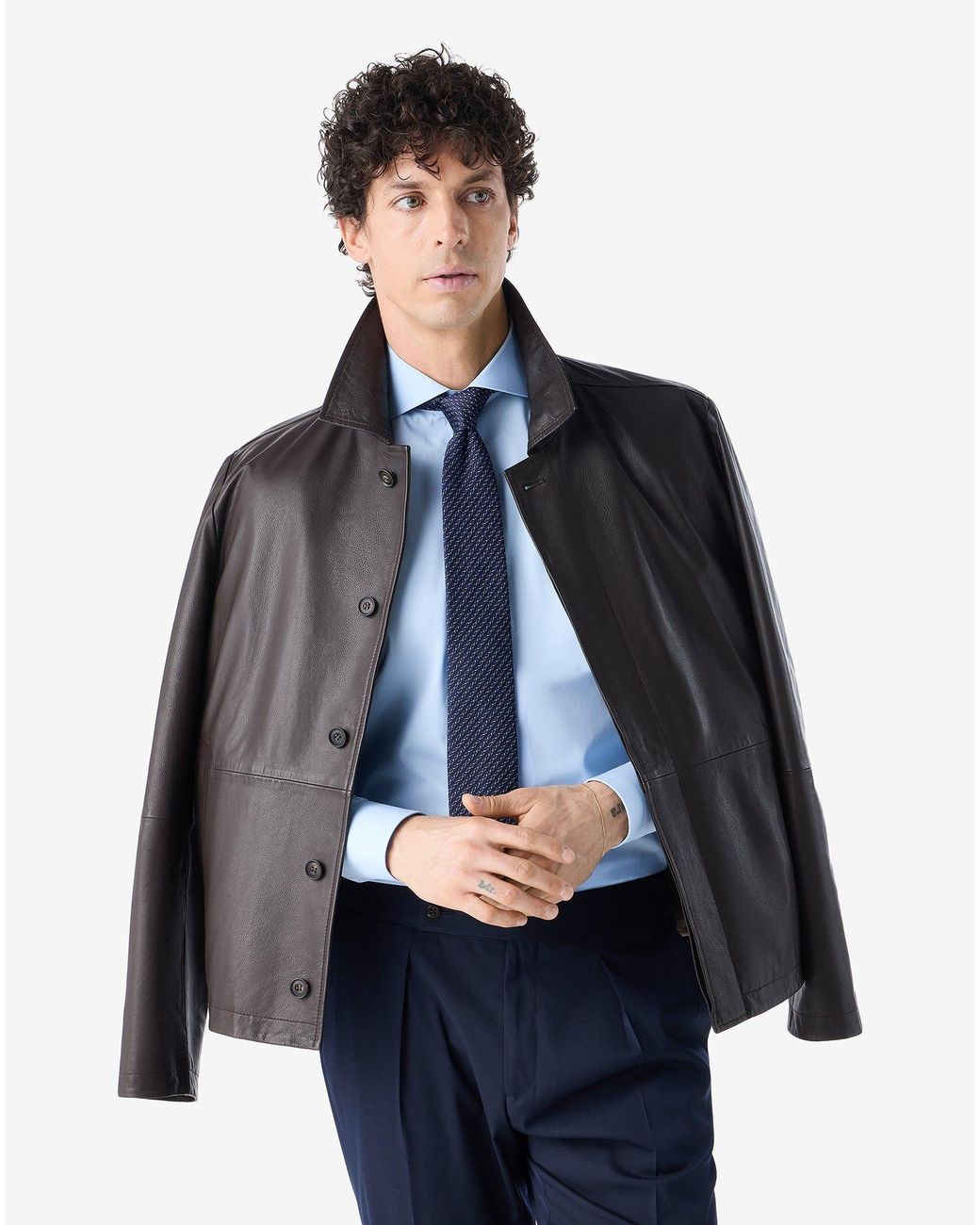 Corneliani Blue Light Cotton Poplin Shirt for men