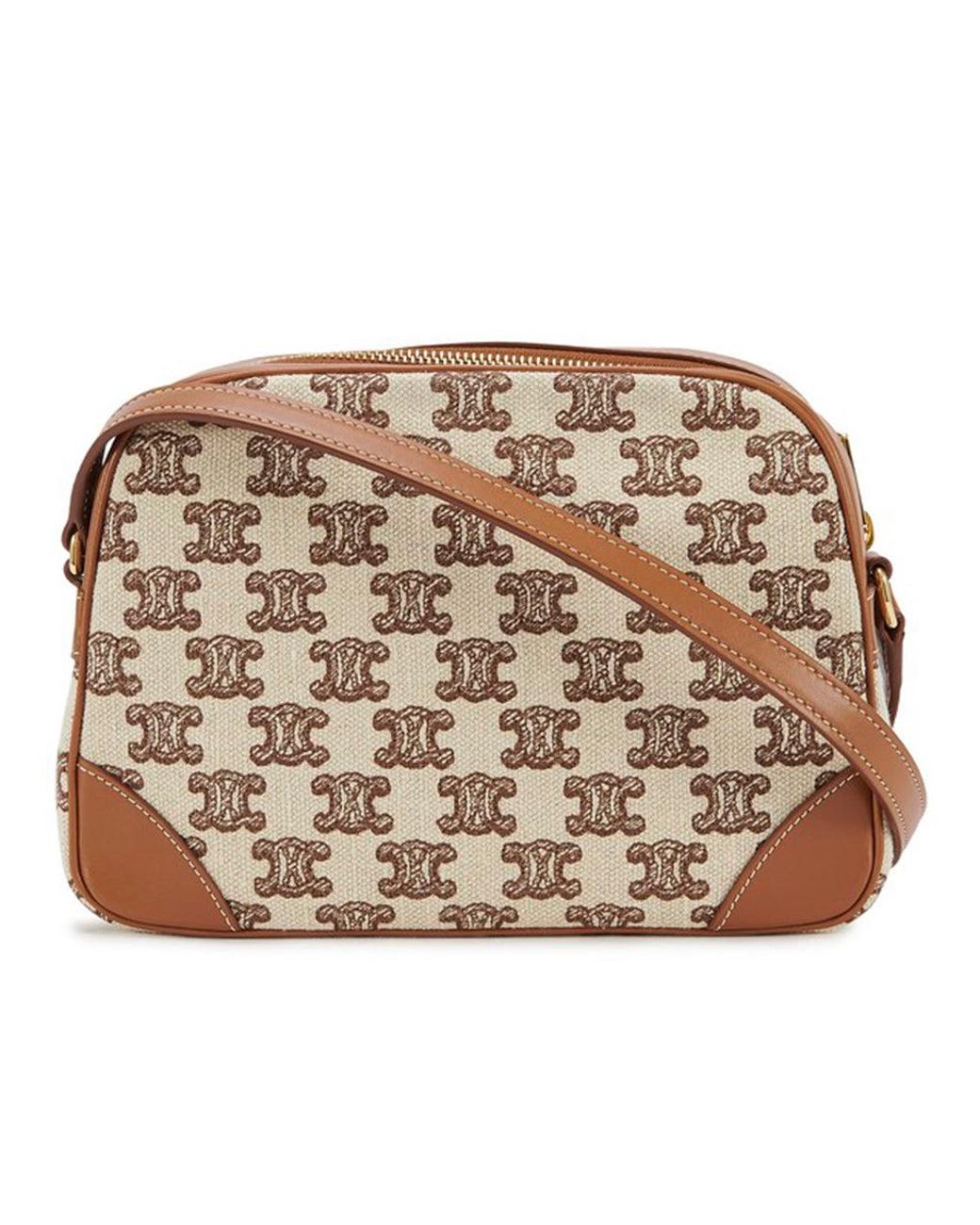 medium triomphe bolsa in textile with triomphe embroidery and calfskin