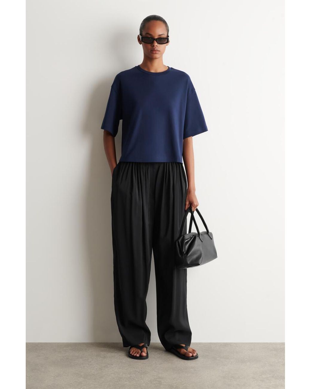 COS Blue Oversized Boxy Cotton T-Shirt