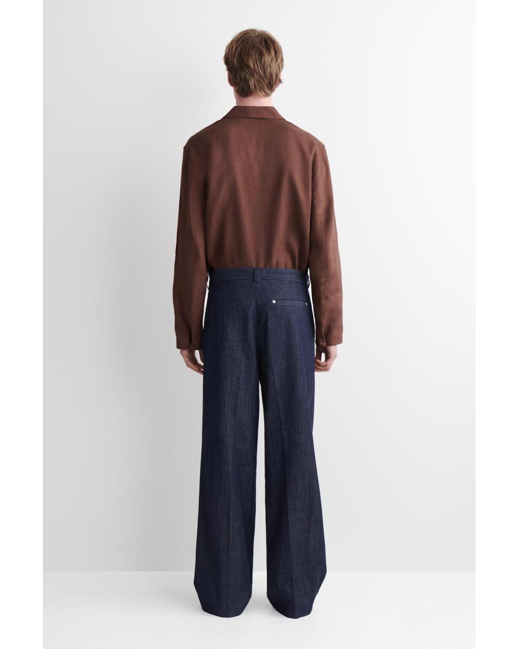 COS Blue Pleated Wide-Leg Denim Pants for men