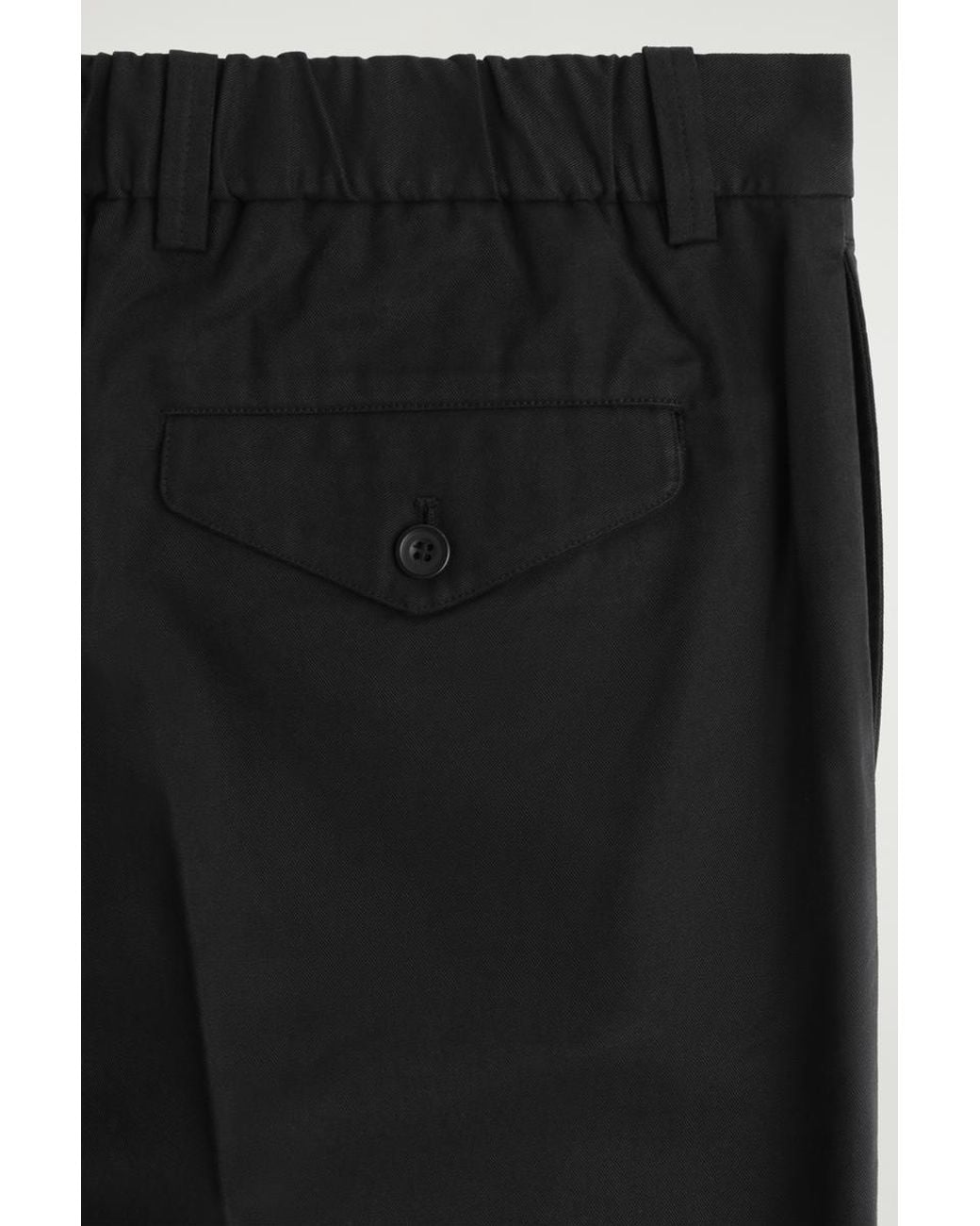 COS Black Pleated Relaxed-Fit Tapered Pants for men
