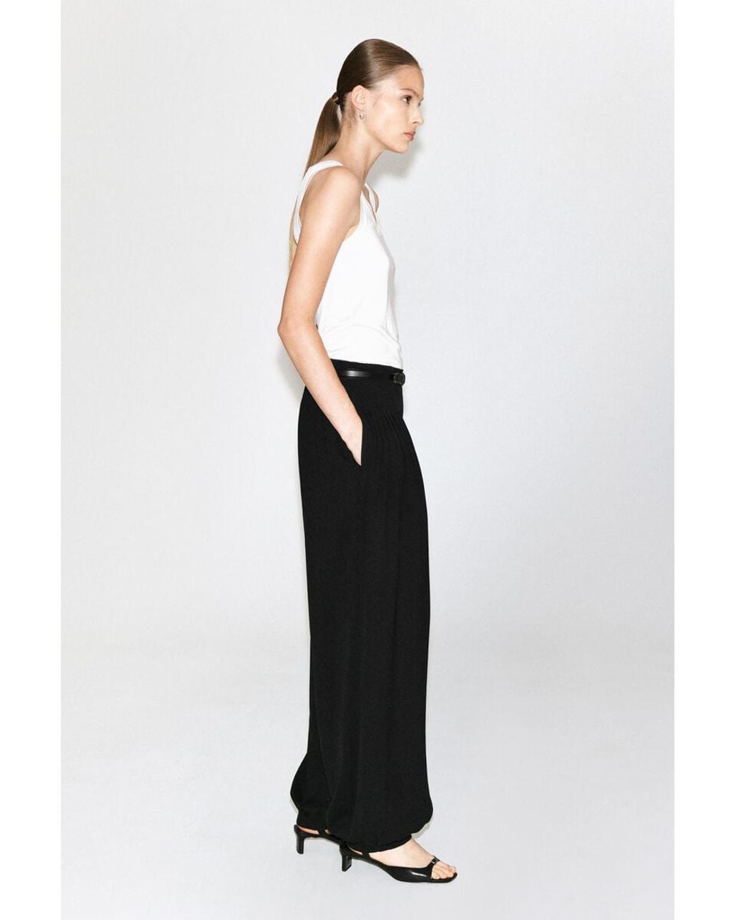 COS Black Pleated Crepe Balloon Pants