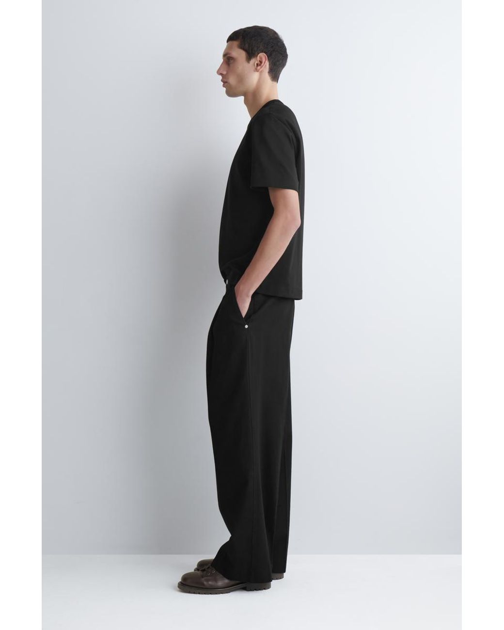 COS Black Interlock Cotton Crew-Neck T-Shirt for men