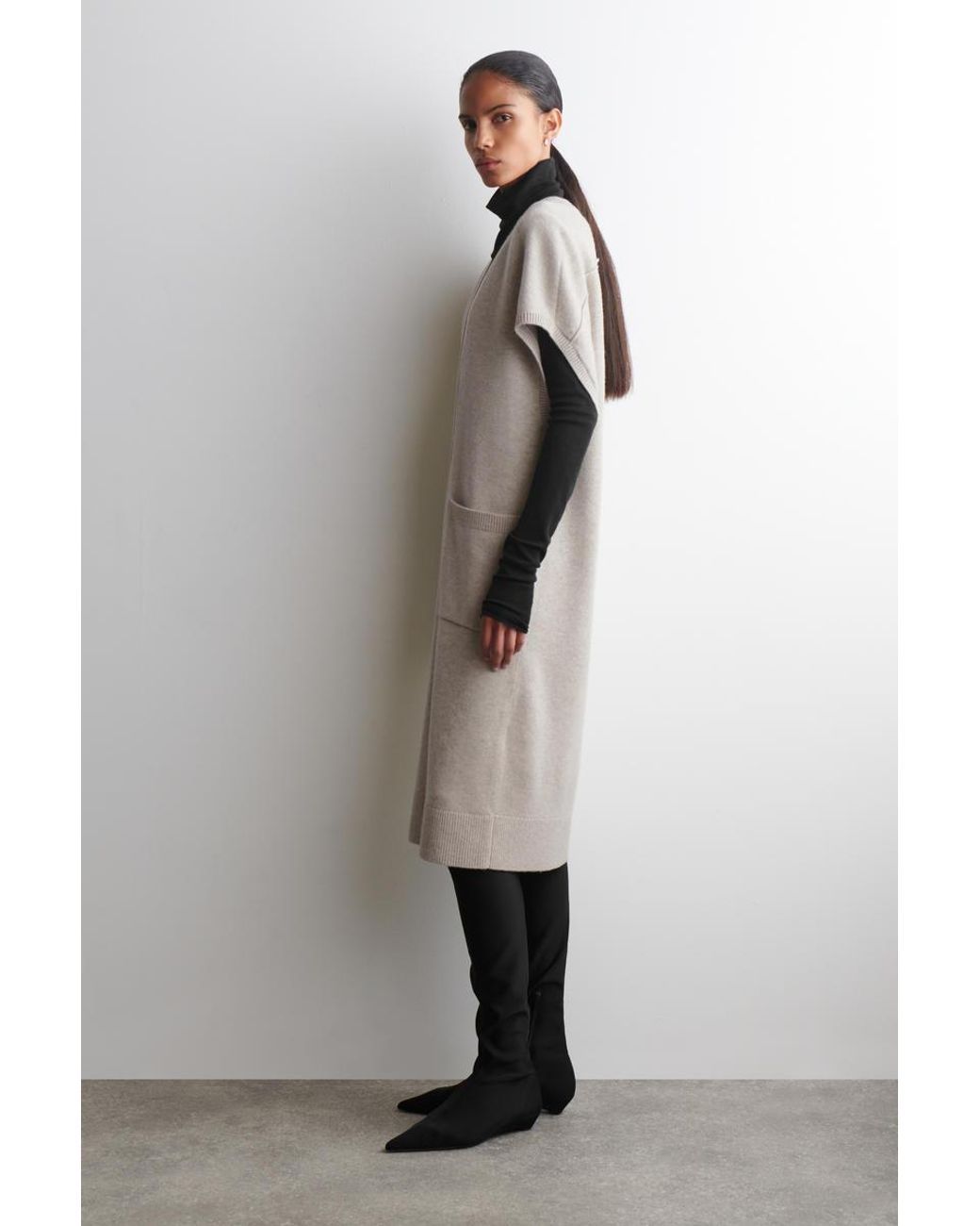 COS Natural Rounded Wool Longline Cardigan