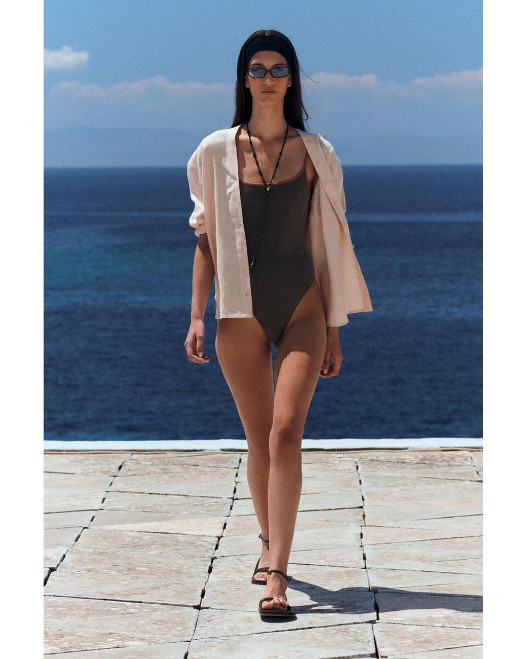 COS Black Contrast-Trimmed Swimsuit