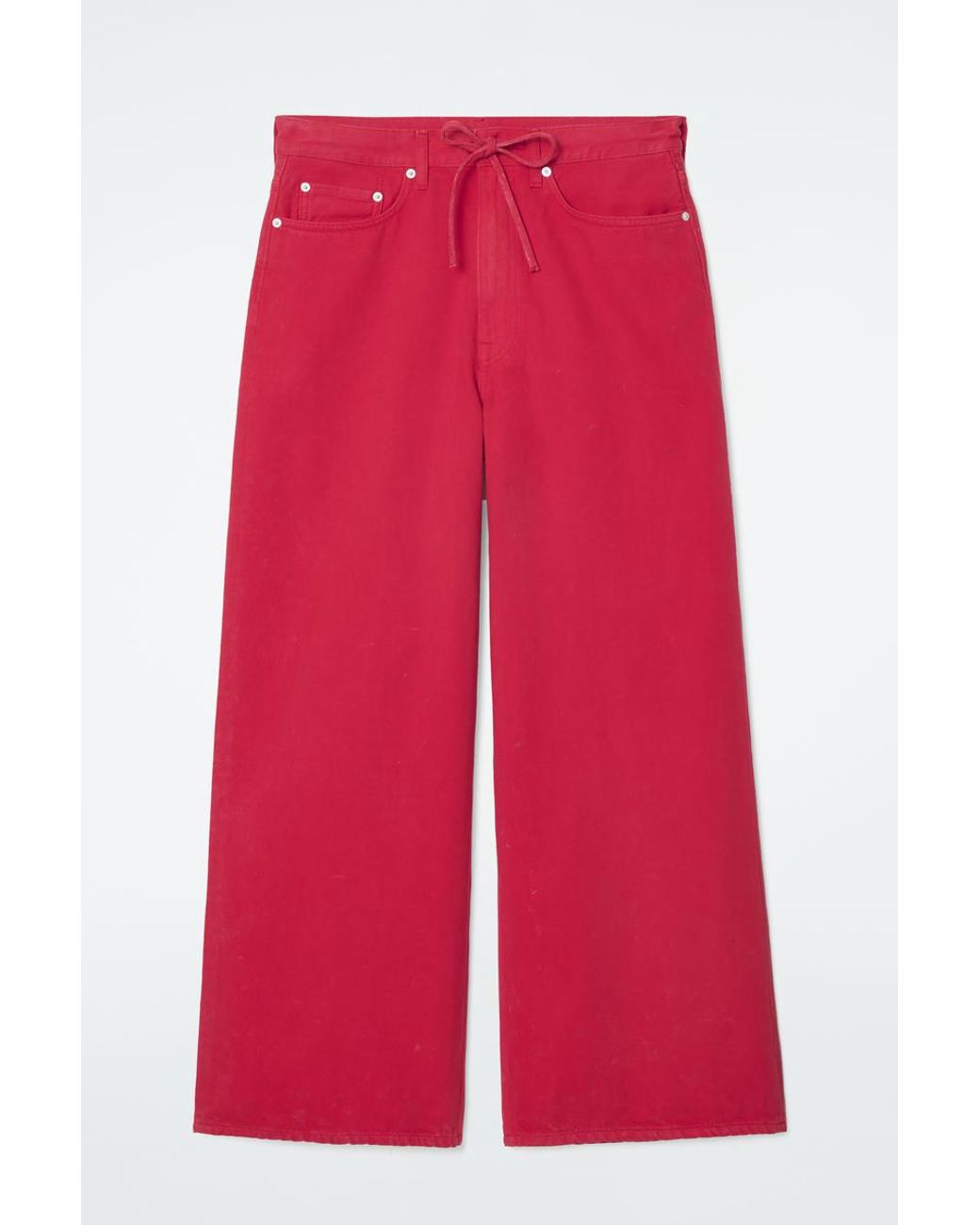 COS Extra Wide-leg Drawstring Denim Pants in Red | Lyst