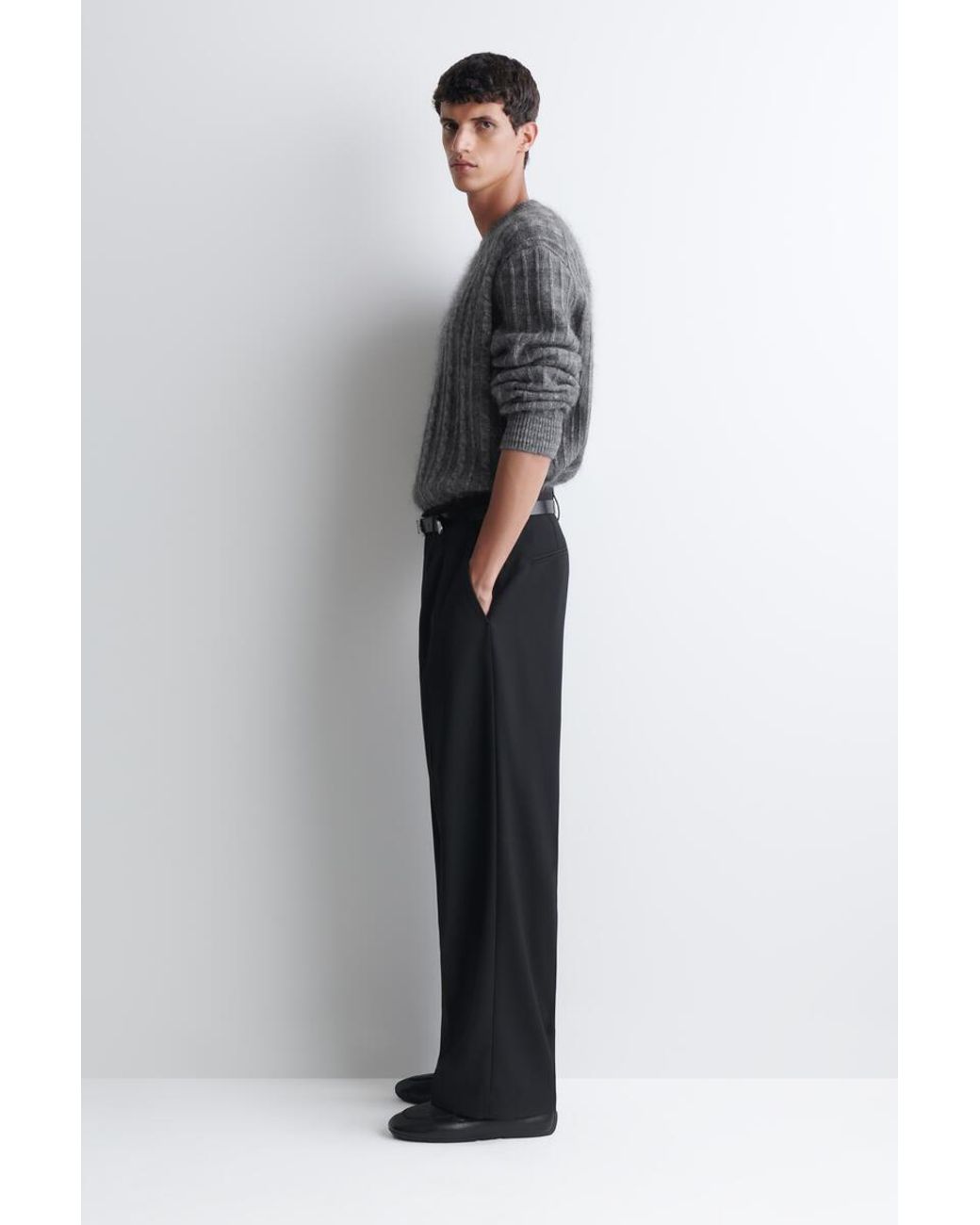 COS Gray Cable-Knit Sweater for men