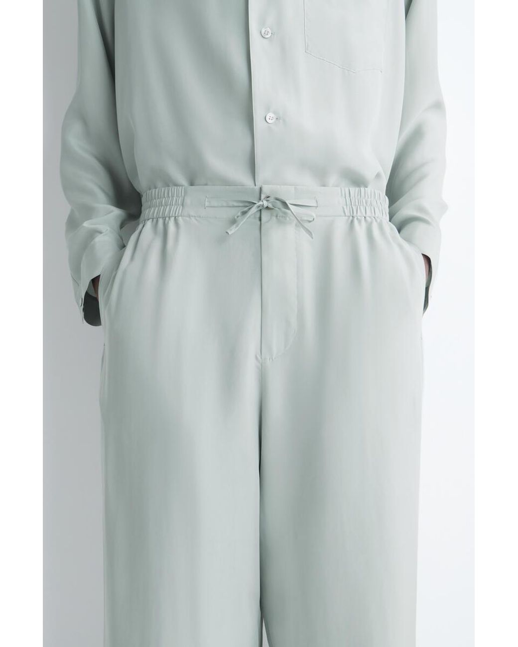 COS White Silk Relaxed-Fit Straight-Leg Trousers for men