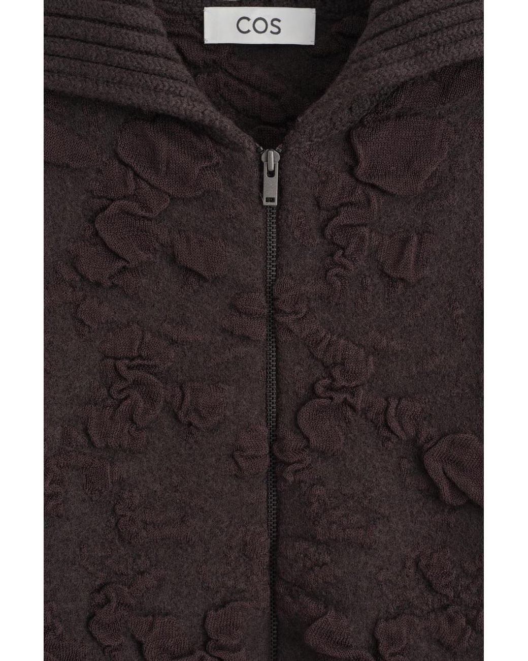 COS Black Bubble-Jacquard Zip-Up Cardigan