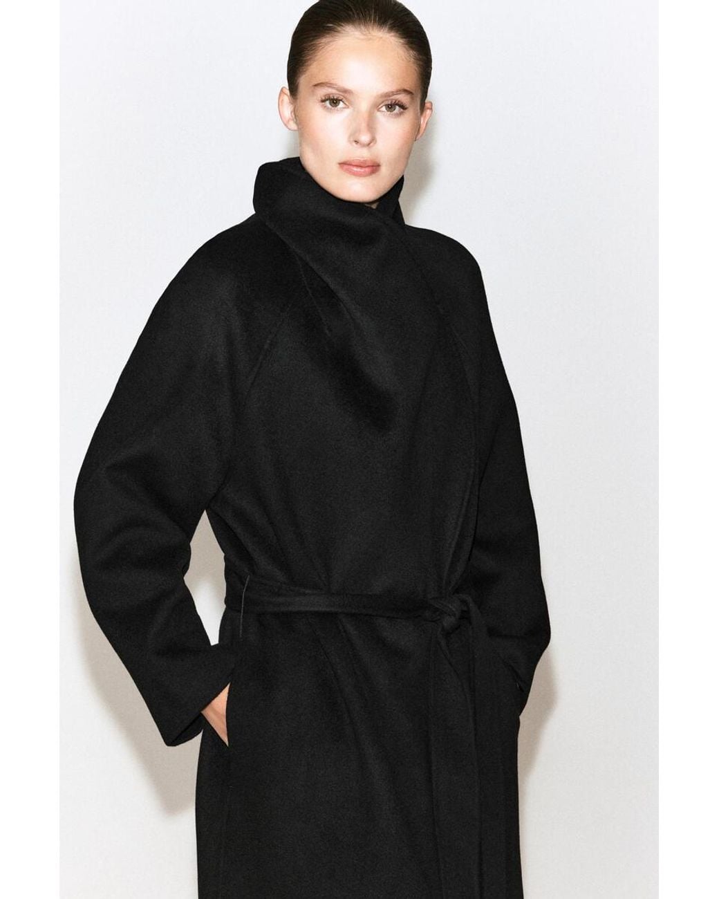COS Black Double-Faced Wool Shawl-Collar Coat