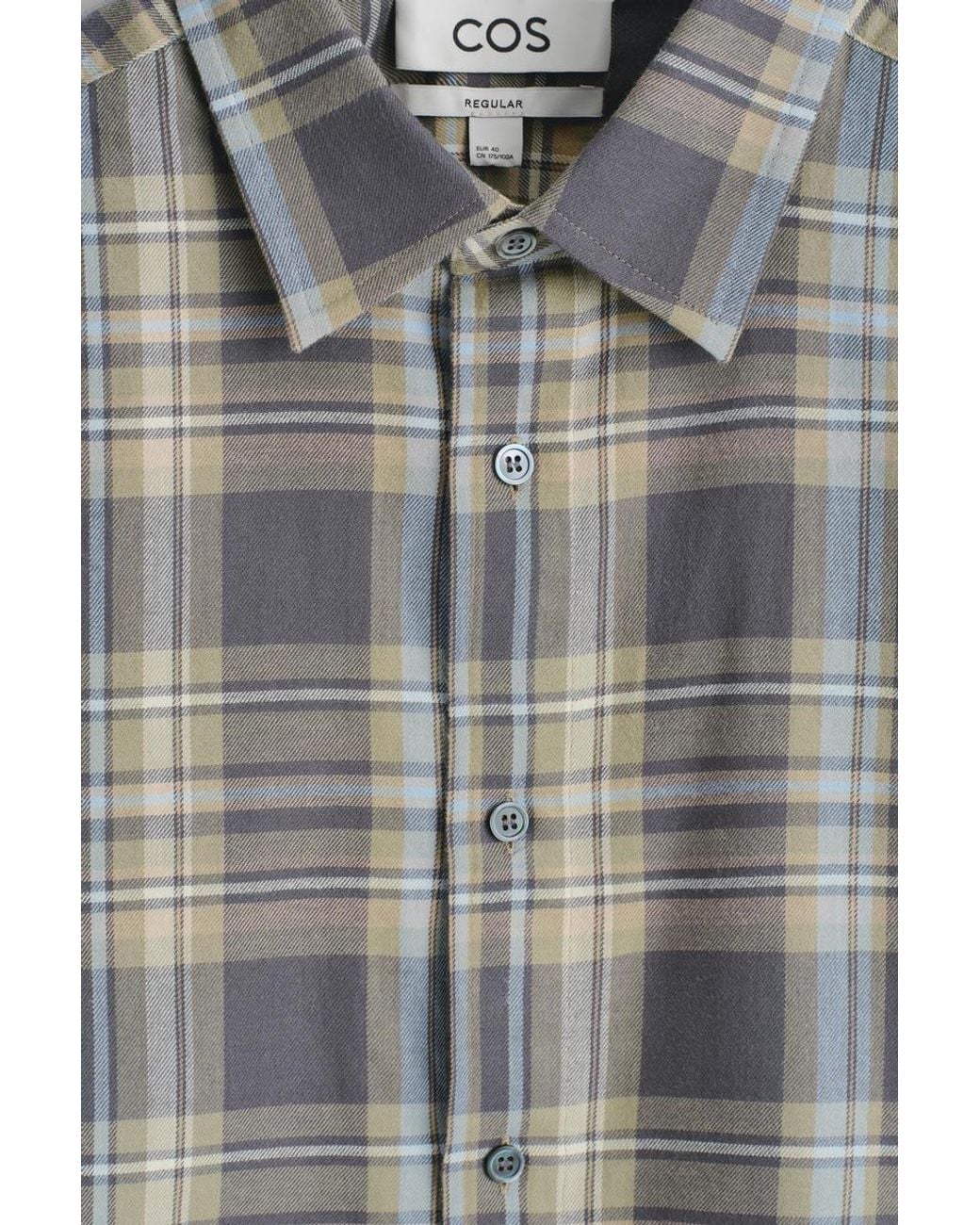 COS Gray Checked Cotton-Twill Shirt for men
