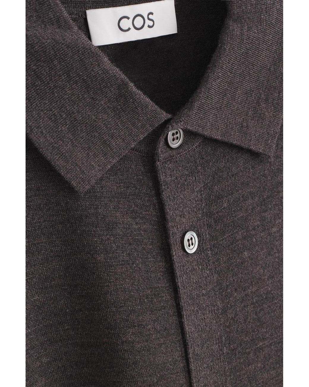 COS Brown Knitted Merino Wool Shirt for men