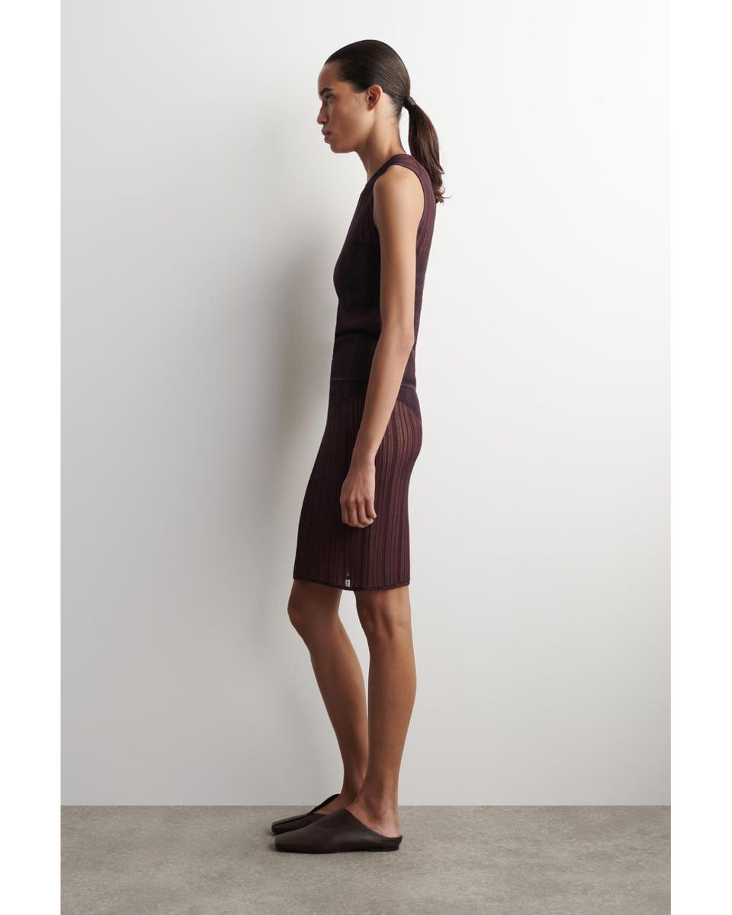 COS Purple Sheer Lace-Knit Tank Top