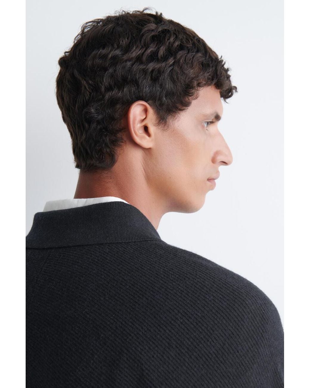 COS Blue Panelled Boiled Wool Zip-Up Sweater for men
