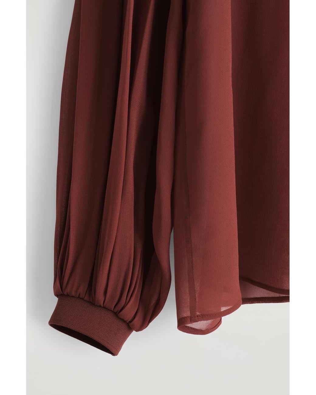 COS Red Sheer Balloon-Sleeve Blouse