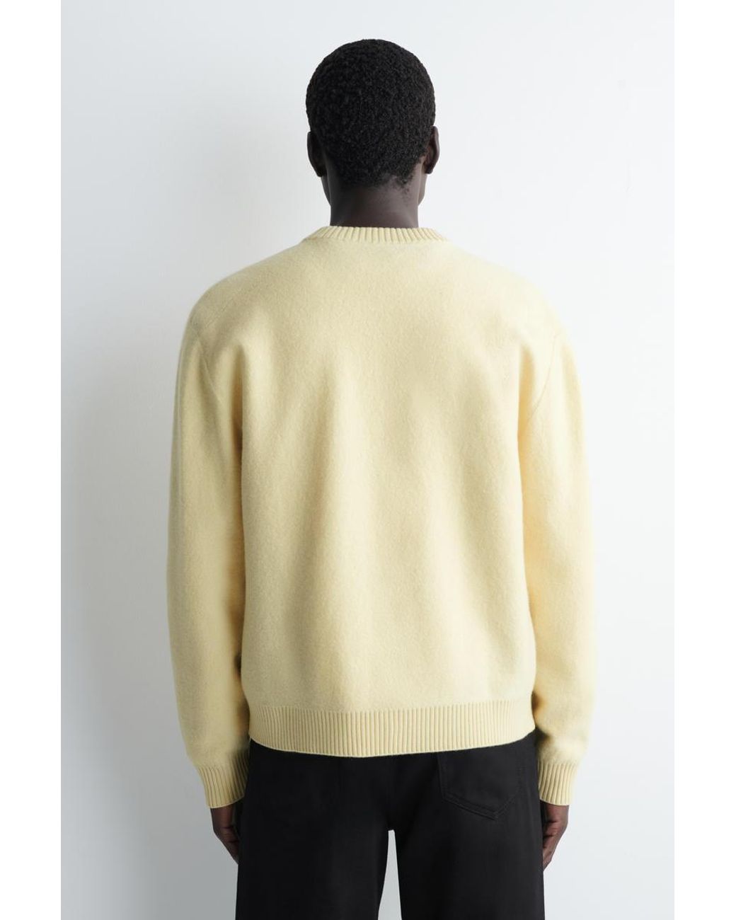 COS Boiled-Wool Crew-Neck Cardigan in Yellow for Men | Lyst UK