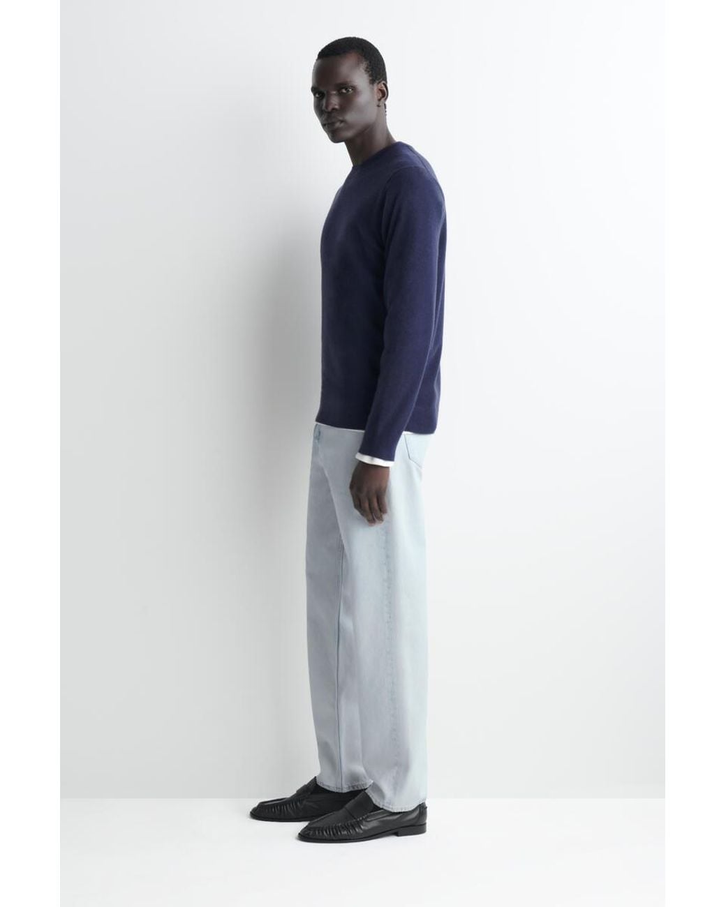 COS Blue Pure Cashmere Crew-Neck Jumper for men
