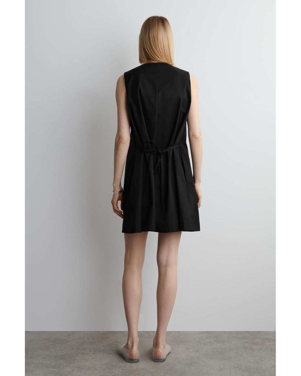 cos black dress mini COS Sleeveless Pleated Mini Dress, Black, 8