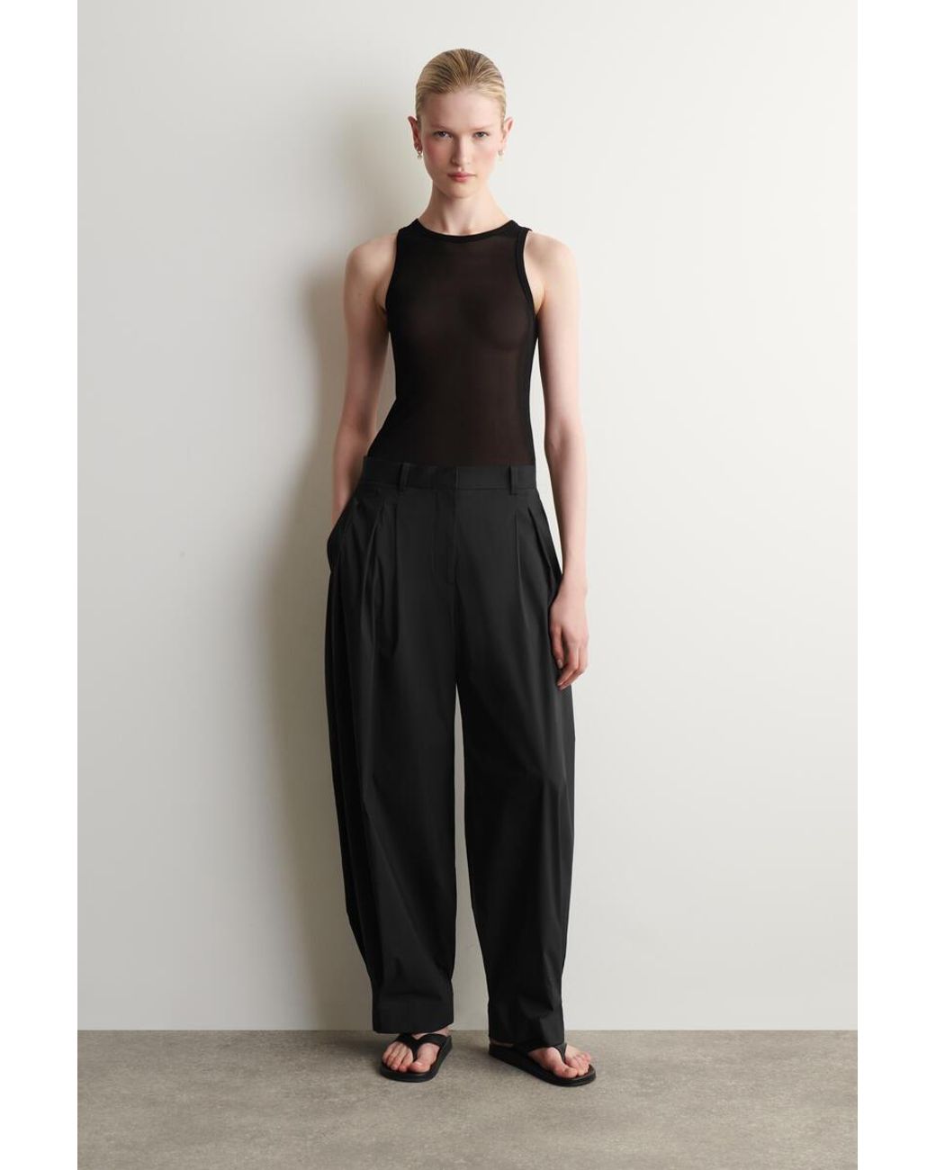 COS Black Ribbed Silk Tank Top