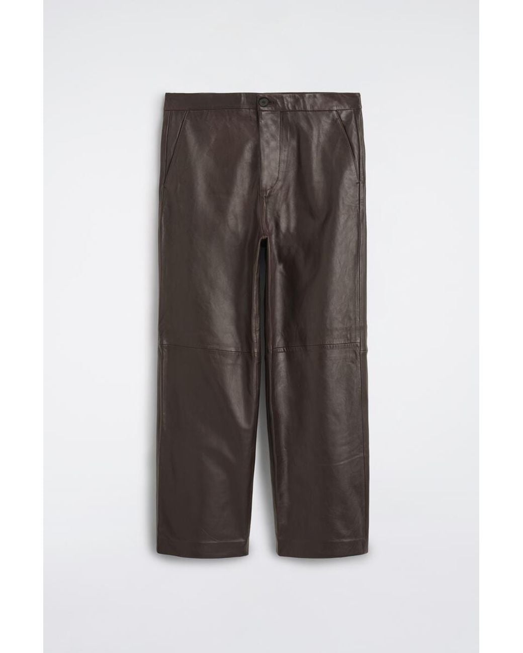 COS Gray Leather Relaxed-Fit Straight-Leg Pants for men