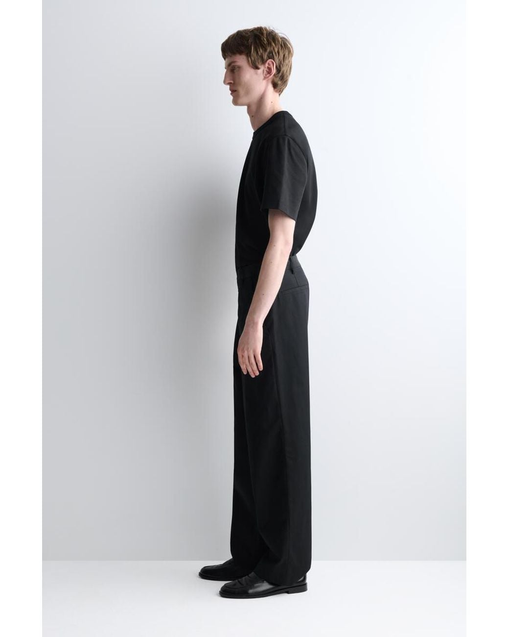 COS Black Cotton Relaxed-Fit Wide-Leg Chinos for men
