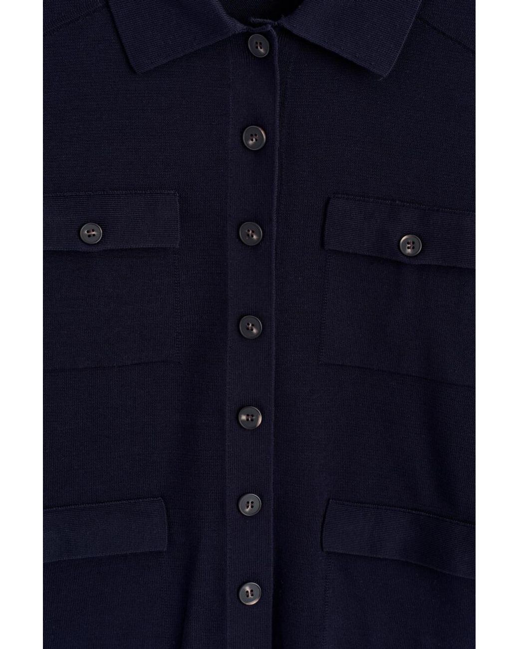 COS Blue Knitted Cotton Cardigan With Pocket Detail