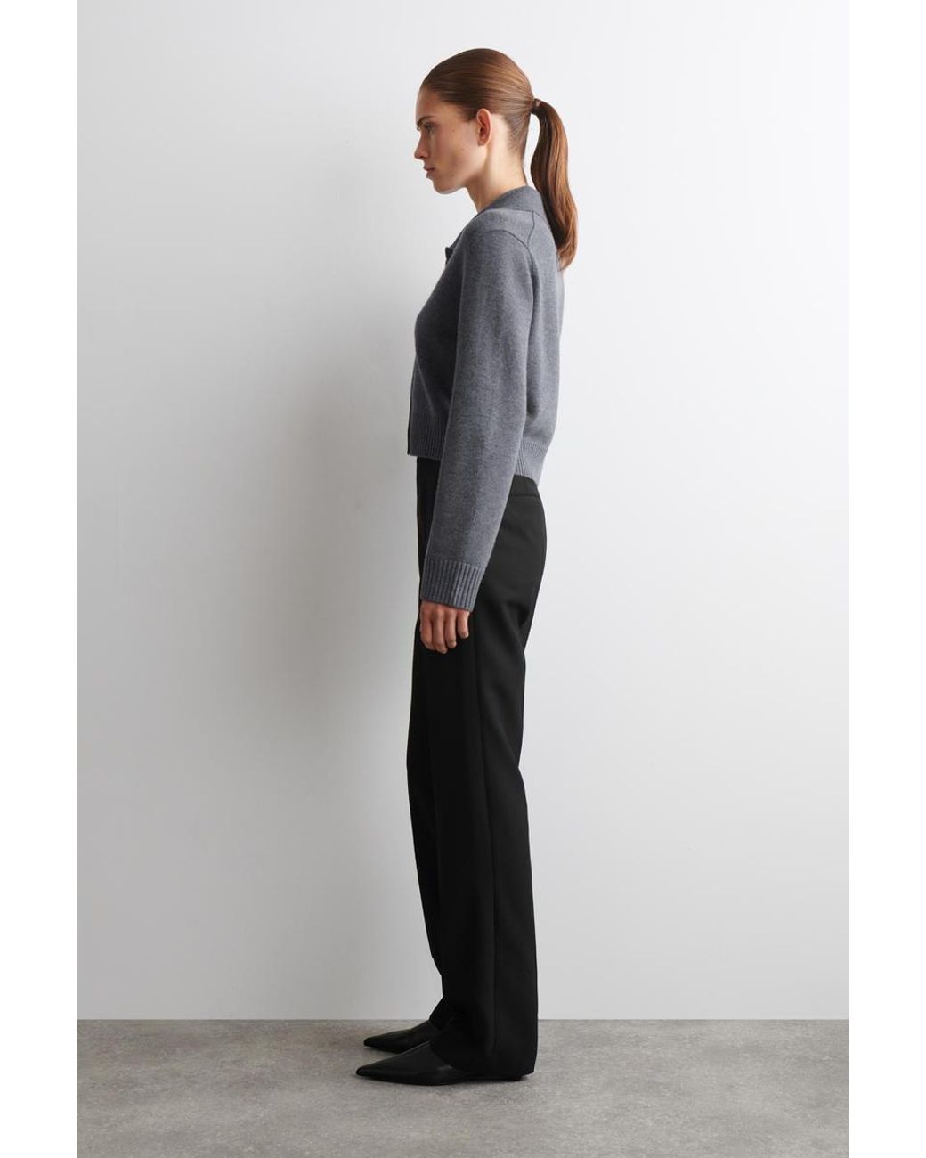 COS Blue Collared Merino Wool Cardigan