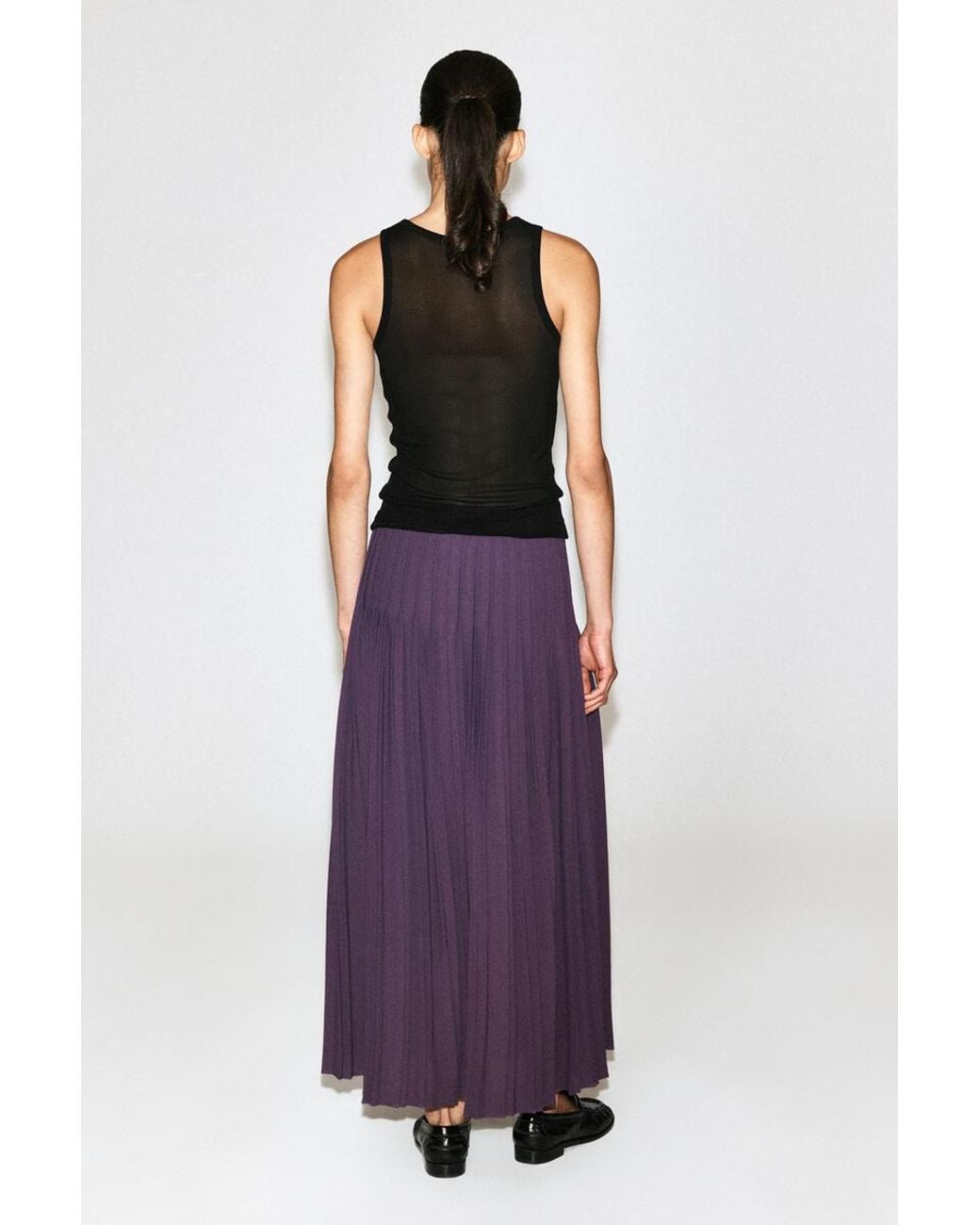 COS Purple Pleated Crepe Midi Skirt