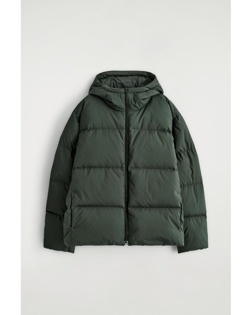 COS Green Hooded Down Puffer Jacket for men