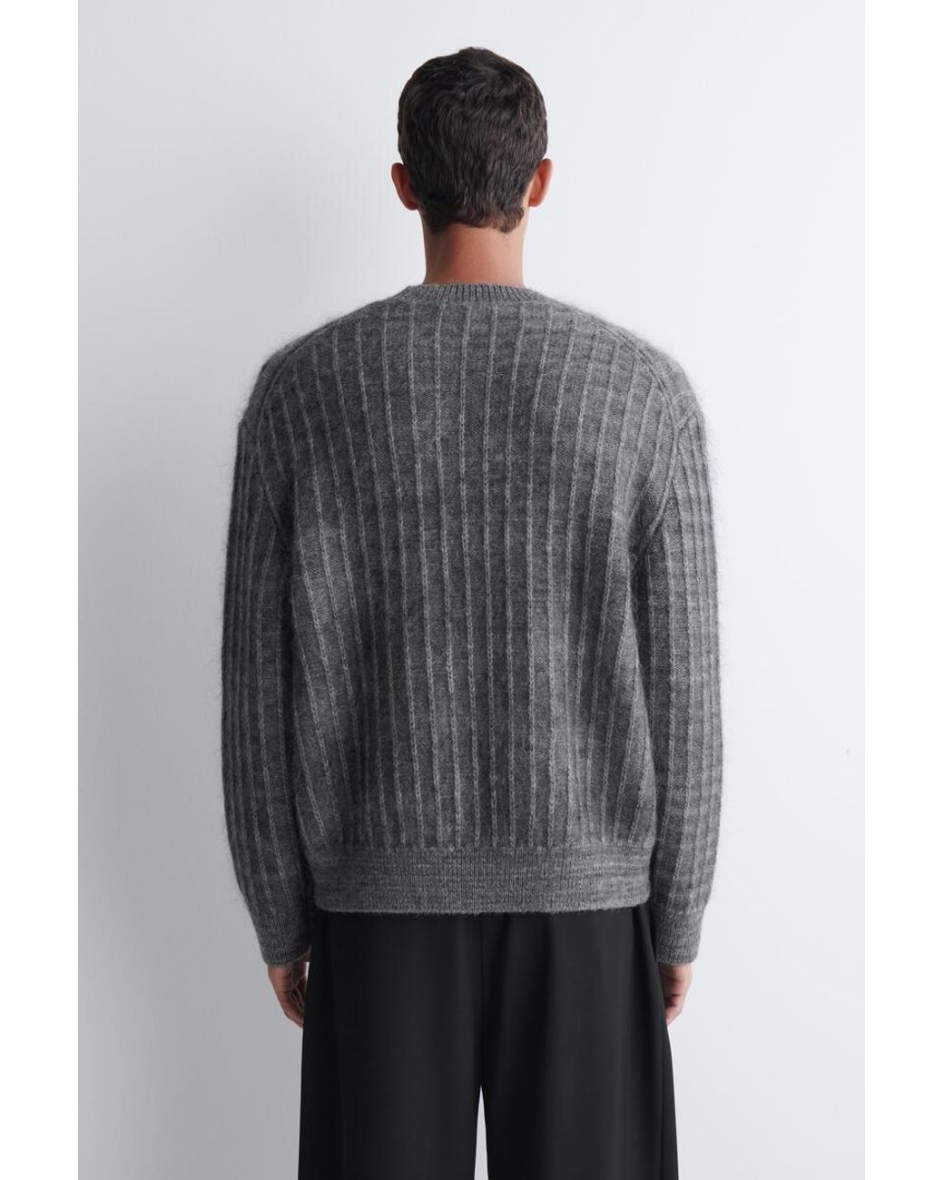 COS Gray Cable-Knit Sweater for men