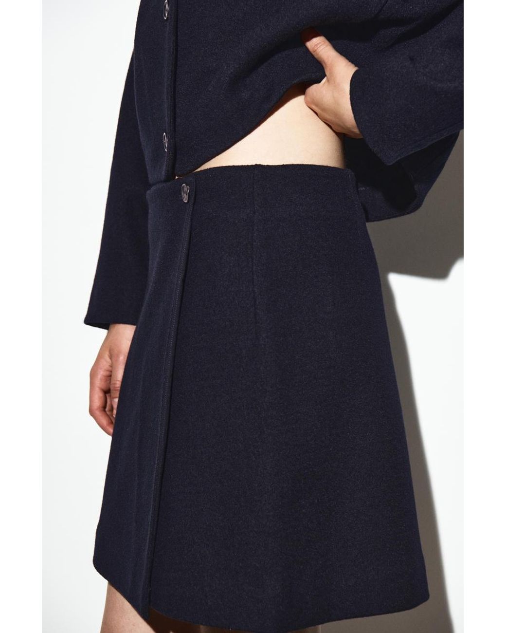 COS Blue Boiled Merino Wool Mini Skirt