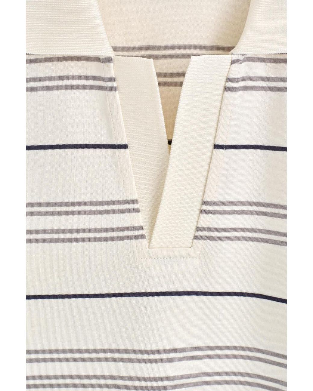 COS White Striped Open-Collar Polo Shirt for men