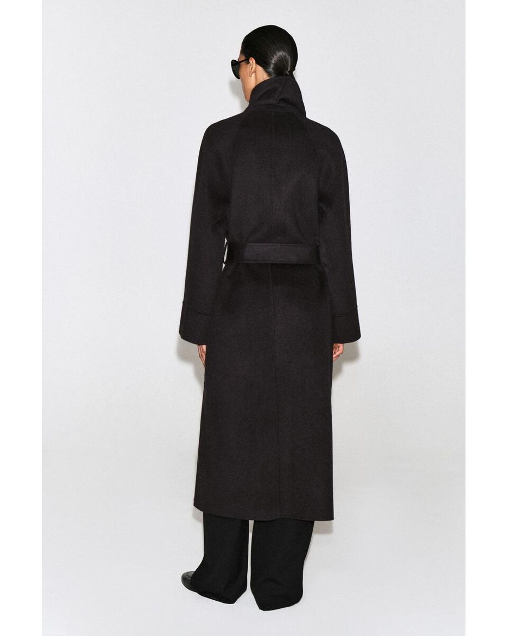 COS Black Shawl-Collar Double-Faced Wool Long Coat
