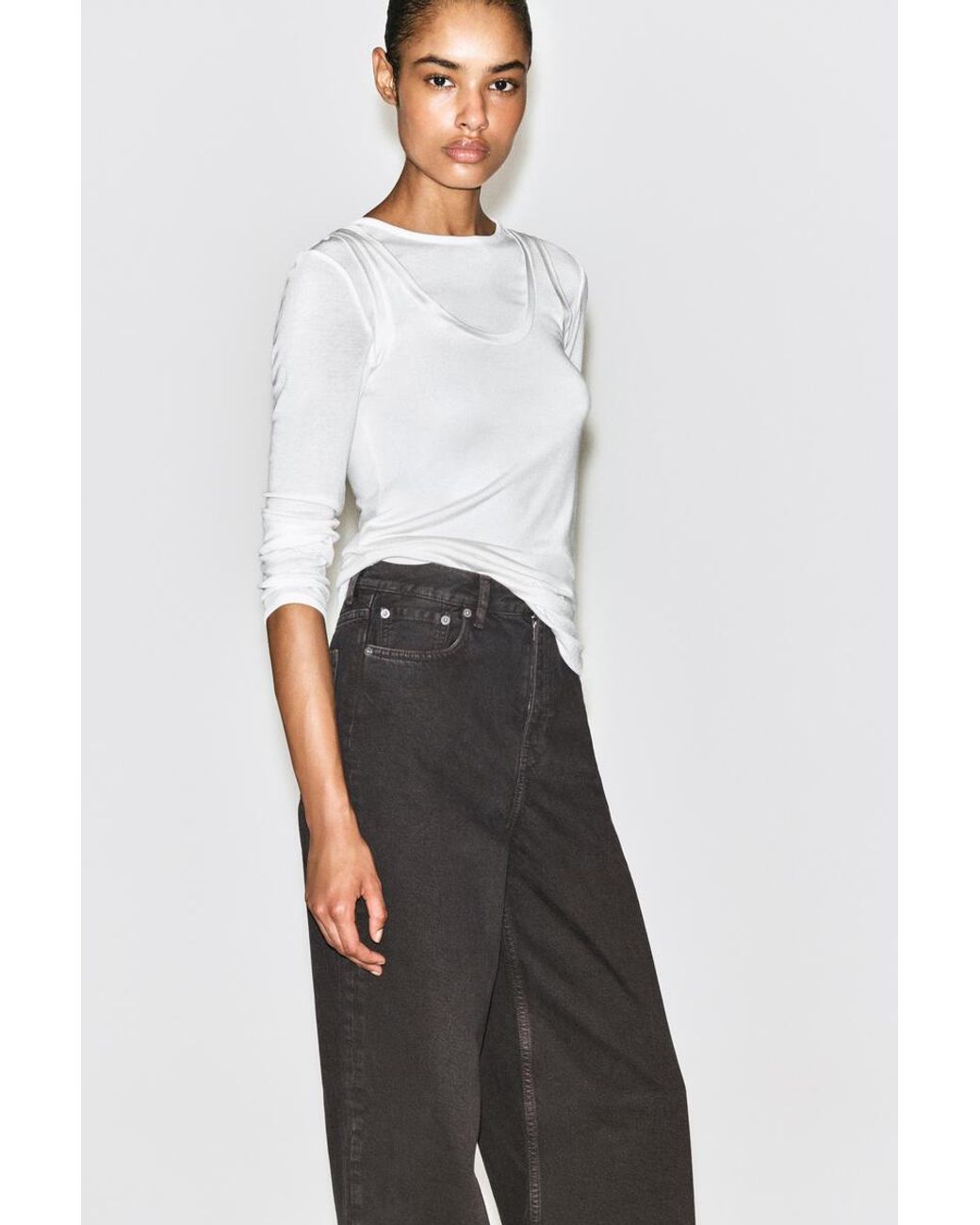COS Brown Dial Wide-Leg Jeans