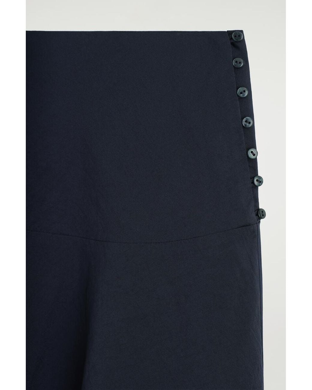 COS Blue Button-Detail Fluid Midi Skirt