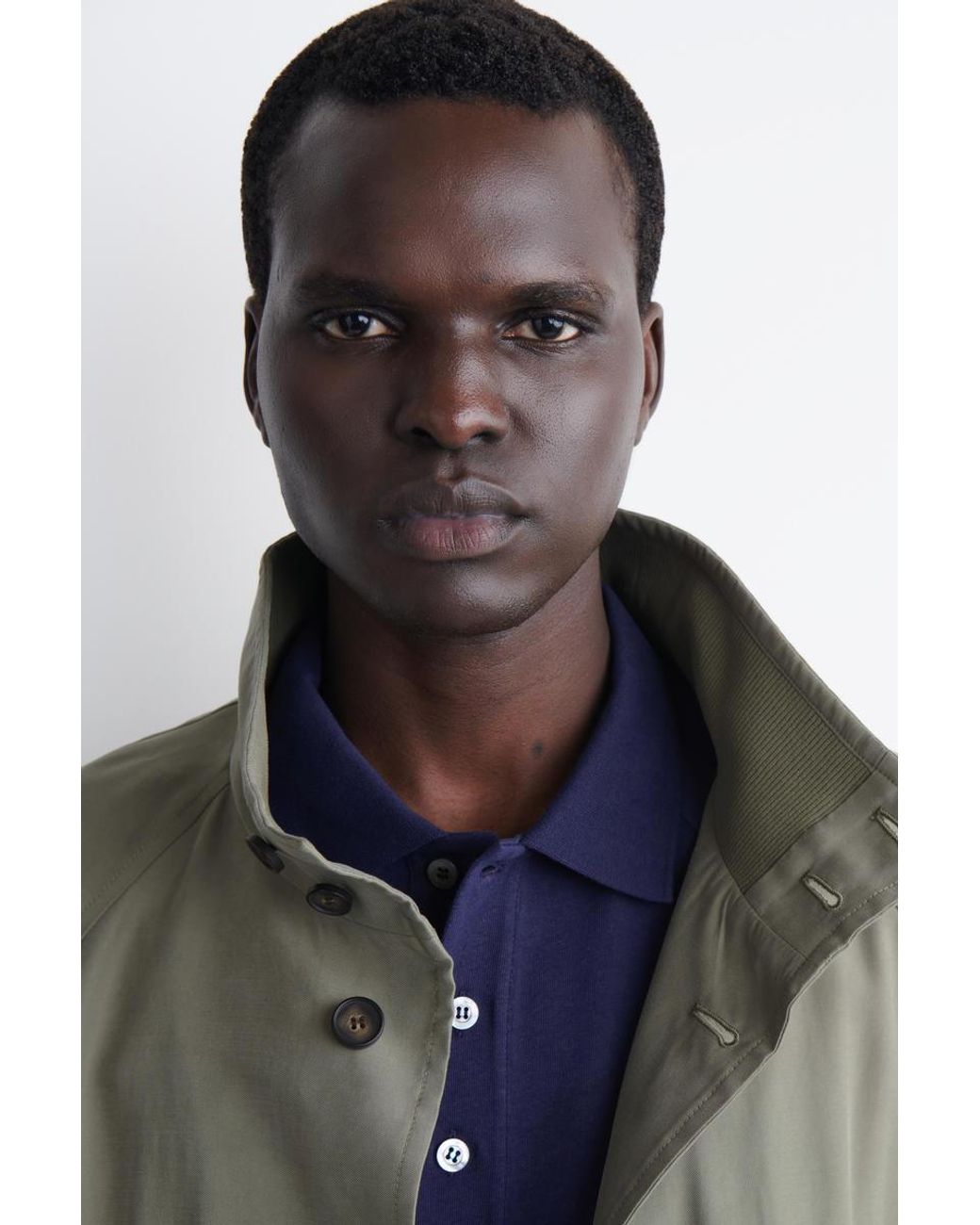 COS Blue Relaxed Cotton-Linen Polo Shirt for men
