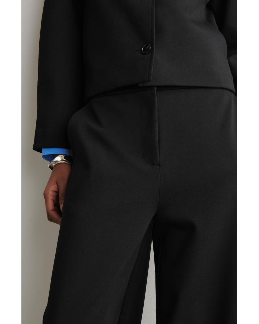 COS Black Jersey Tulip Trousers